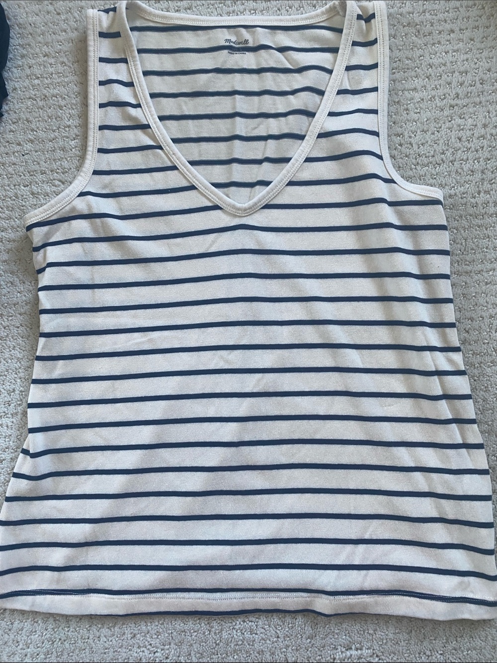 Madewell Striped V-Neck sweater Tank Top - White & Navy